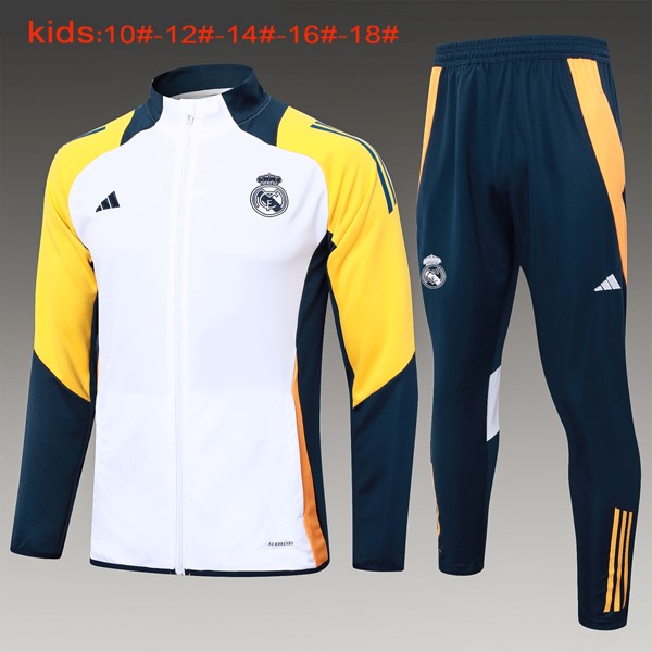 Niños Chandal Real Madrid 2024-2025 Blanco Amarillo 3